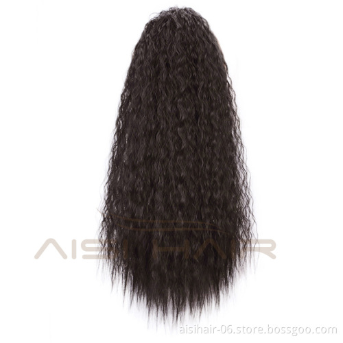 Aisi Hair Drawstring Ponytail Curly Hair Extensions Heat Resistant Synthetic Fiber Pony Tail Hairpieces with Combs